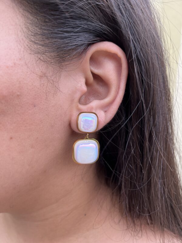 White stone earrings